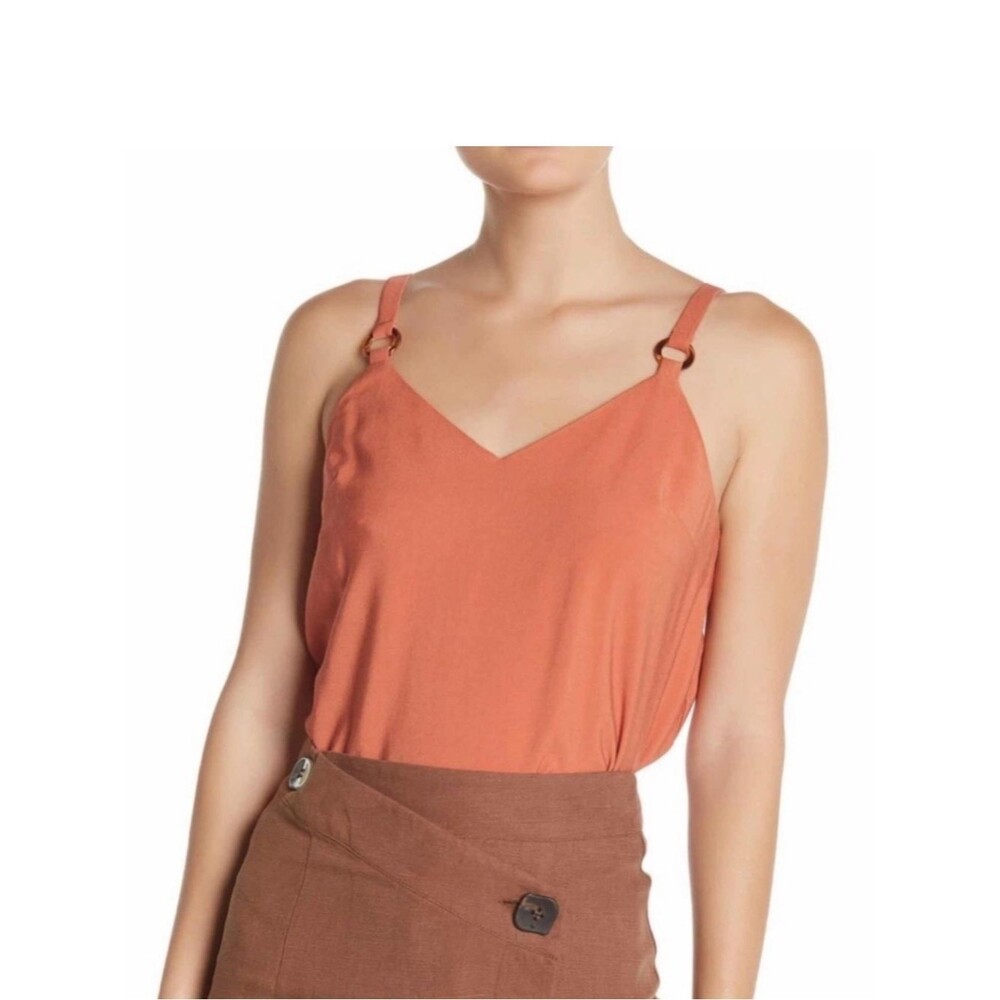 Topshop Tilda Ring Rust V-Neck Spaghetti Strap Tank Top Size 8